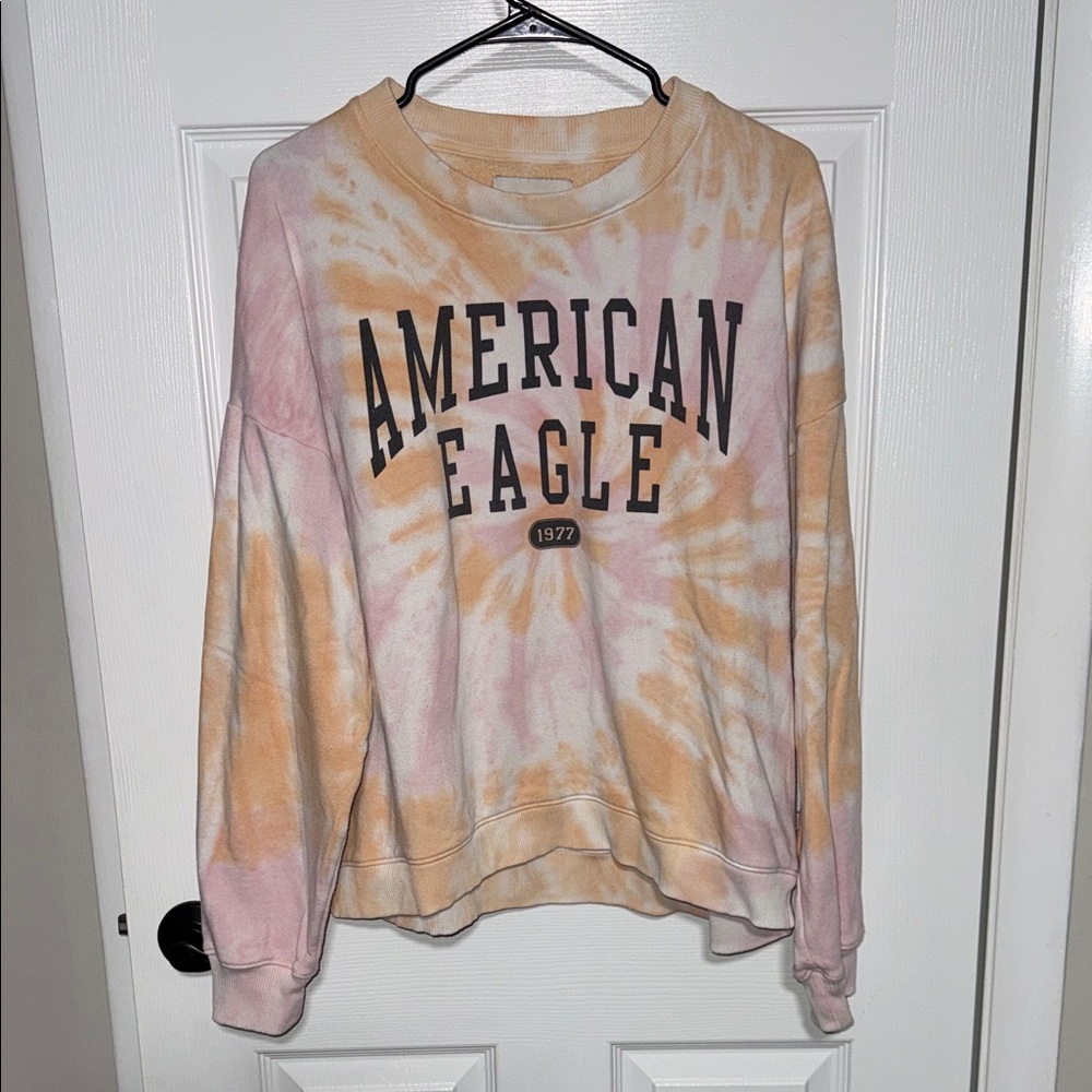 American Eagle Outfitters Tie-Dye Sweatshirt - Pink and Orange